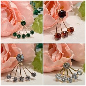Crystal Earrings Rhinestone Multi-strand Fan
